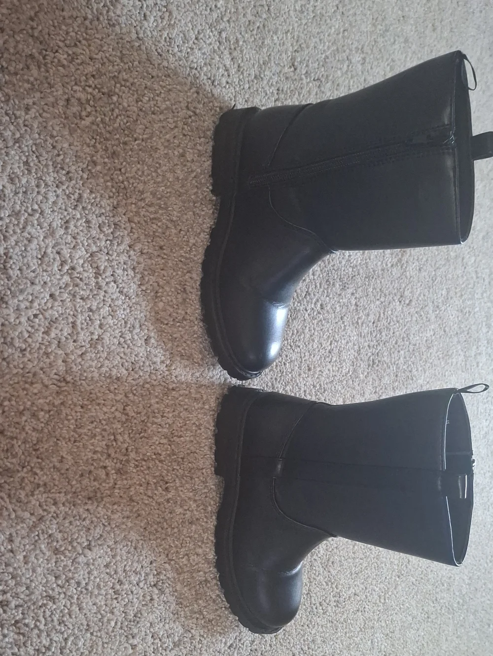 Toddler Girls Classic Black Mid-Calf Leather Boots